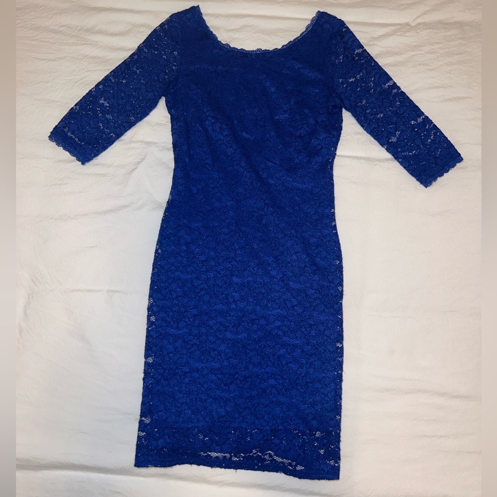 Laundry By Shelli Segal Royal Blue Lace Midi Dress